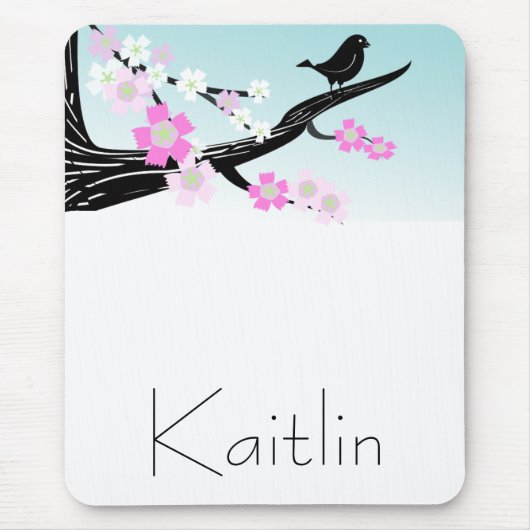 写実的なカスタマイズ可能なすずめの鳥の桜 マウスパッド (正面)