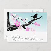 写実的なカスタマイズ可能なすずめの鳥の桜 案内ポストカード (正面/裏面)