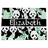 写実的なパンダくま個人化なるため ラージペーパーバッグ (正面)