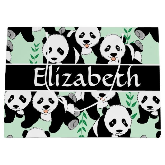 写実的なパンダくま個人化なるため ラージペーパーバッグ (正面)