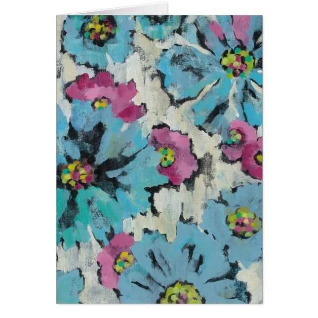 写実的なピンクおよび青い花柄 (正面)