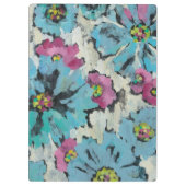 写実的なピンクおよび青い花柄 クリップボード (裏面)