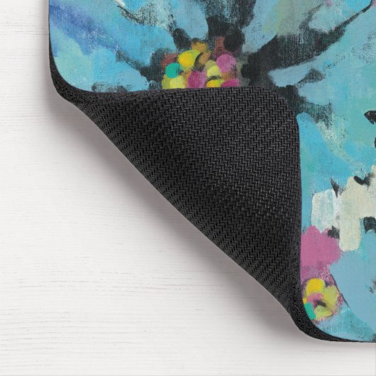 写実的なピンクおよび青い花柄 マウスパッド (コーナー)