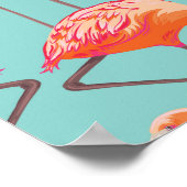 写実的なフラミンゴ:ヴィンテージの鳥のパターン ポスター (角)