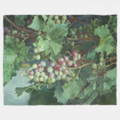 写実的なブドウのつると葉 - 美術品 フリースブランケット (正面(横))