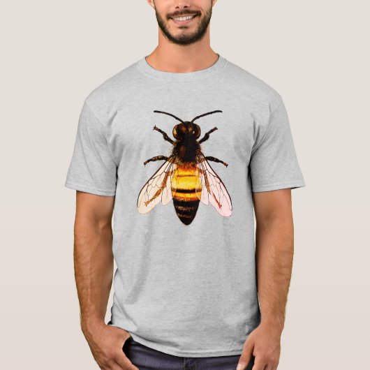 写実的なミツバチのアートイラスト Tシャツ (正面)
