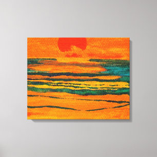 写実的な日曜日のオレンジ海の日没の絵画の装飾の芸術 キャンバスプリント