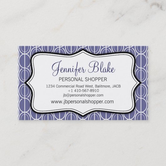 写実的な楕円形紫色の黒く及び白いの名刺 名刺 (正面)