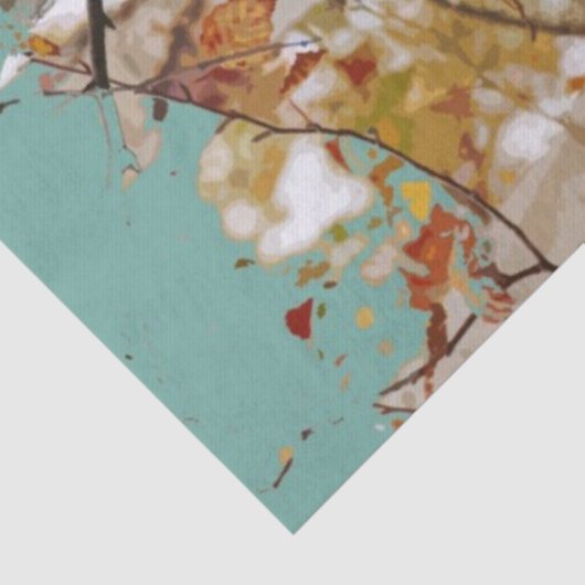 写実的な樺の木のペンキの（ばちゃばちゃ）跳ねるのロビンの卵の青 薄葉紙 (詳細)