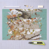 写実的な樺の木のペンキの(ばちゃばちゃ)跳ねるのロビンの卵の青 薄葉紙 (クラフト)