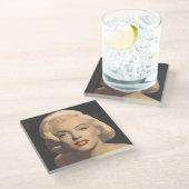 写実的な灰色のマリリン ガラスコースター (アングル)