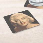写実的な灰色のマリリン スクエアペーパーコースター (アングル)