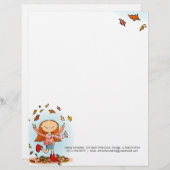 写実的な秋/秋の女の子レターヘッド レターヘッド (正面/裏面)