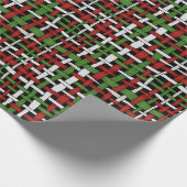 写実的な編まれたバーラップの季節的で赤い緑の白 ラッピングペーパー (角)