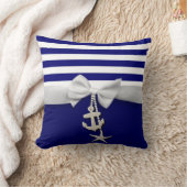 写実的な航海のな青い縞の白いリボン及び魅力 クッション (ブランケット)