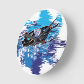 写実的なSnowmobiler ラウンド壁時計 (傾斜)