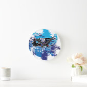 写実的なSnowmobiler ラウンド壁時計 (ホーム)