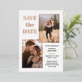 写数々の真 |白とバラの金ゴールド日付の保存 箔招待状 (立ち正面)