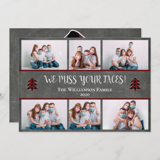 写真あなたのおもしろい恋しく思顔の顔はクリスマスをマスク シーズンカード (正面/裏面)