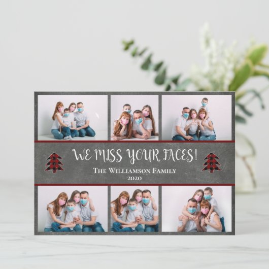 写真あなたのおもしろい恋しく思顔の顔はクリスマスをマスク シーズンカード (スタンド正面)