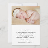 写真ありがとうおベビー誕生日発表カード 招待状 (裏面)