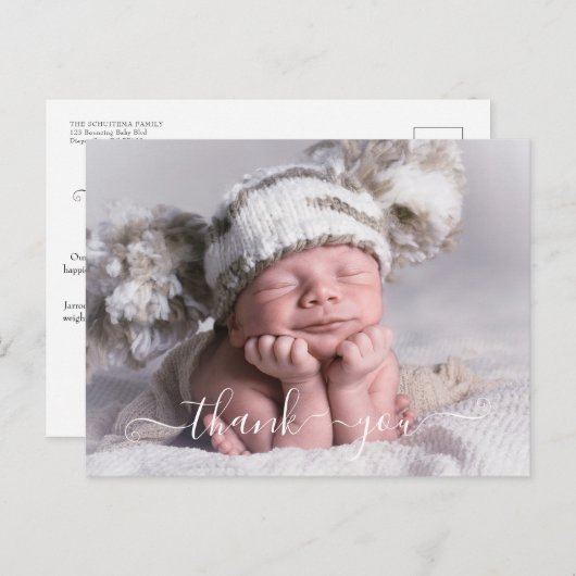 写真ありがとうお誕生発表郵便カード 案内ポストカード (正面/裏面)
