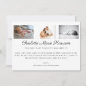 写真ありがとうエレガントスクリプト誕生発表 招待状 (裏面)