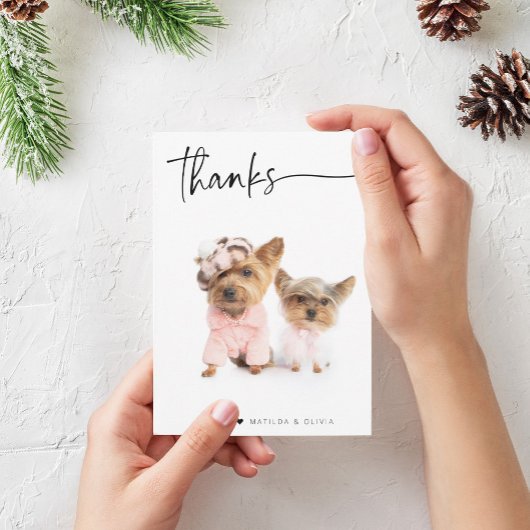 写真ありがとうモダンのシンプルスクリプト サンキューカード