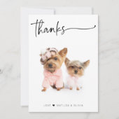 写真ありがとうモダンのシンプルスクリプト サンキューカード (正面)