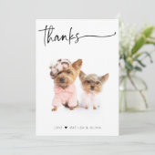写真ありがとうモダンのシンプルスクリプト サンキューカード (スタンド正面)