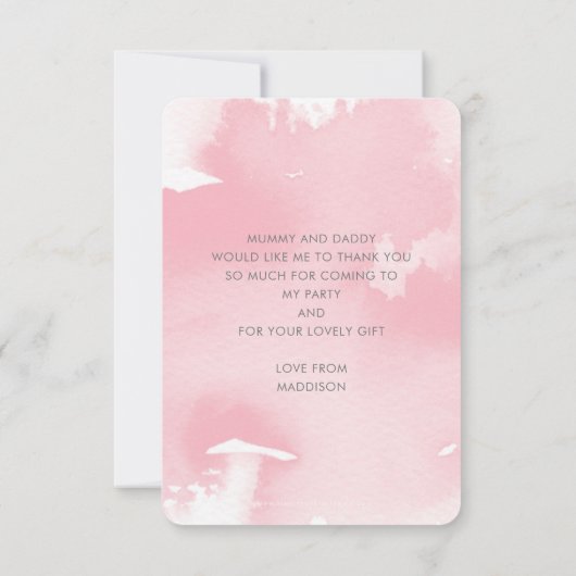 写真ありがとう可愛い金ゴールドグリッターピンクの水色 サンキューカード (裏面)