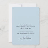 写真ありがとう書かわいらし道ブルー淡い色の サンキューカード (裏面)