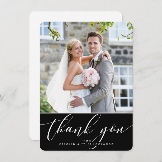 写真ありがとう書かわいらし道白黒 サンキューカード (正面/裏面)