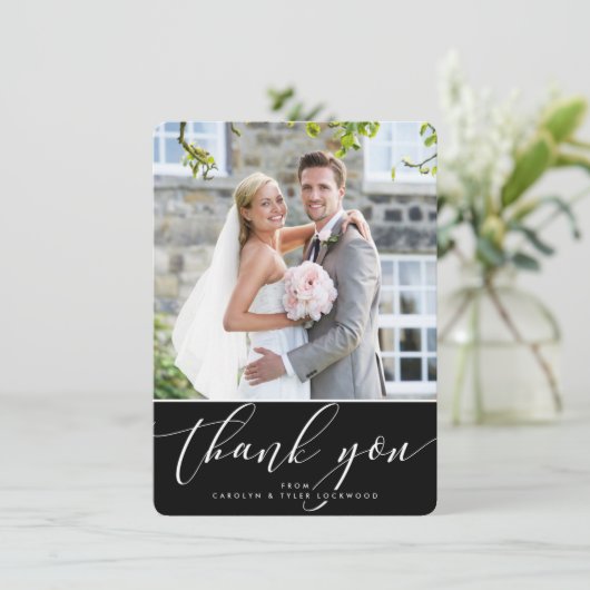 写真ありがとう書かわいらし道白黒 サンキューカード (スタンド正面)