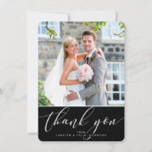 写真ありがとう書かわいらし道白黒 サンキューカード (正面)