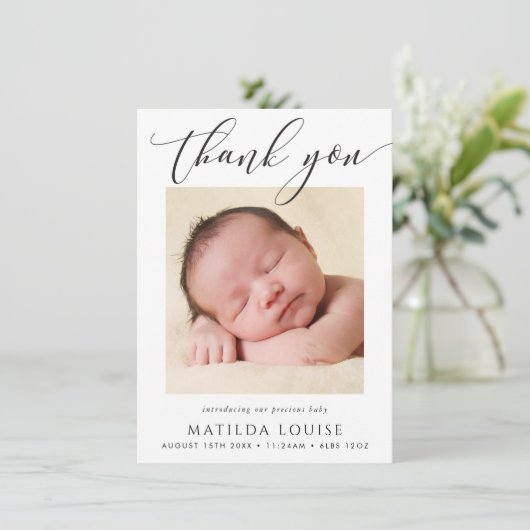 写真ありがとう書エレガント道新生児 サンキューカード (スタンド正面)