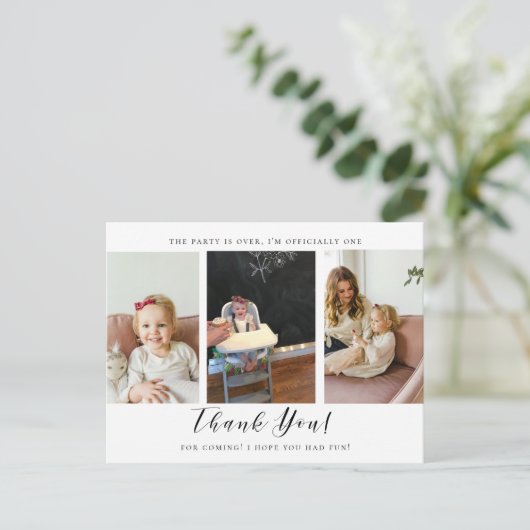 写真ありがとう最初の誕生日の写真カード ポストカード (スタンド正面)