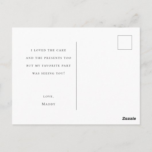 写真ありがとう最初の誕生日の写真カード ポストカード (裏面)