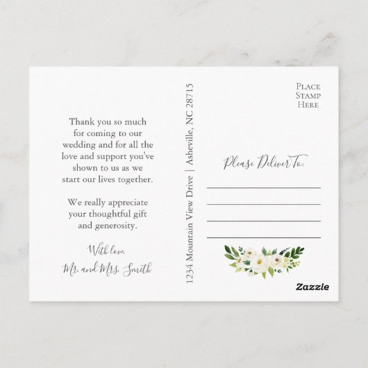 写真ありがとう白い花のポストカード ポストカード (裏面)