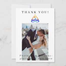 写真ありがとう結婚のカードの双子の炎 – 招待状