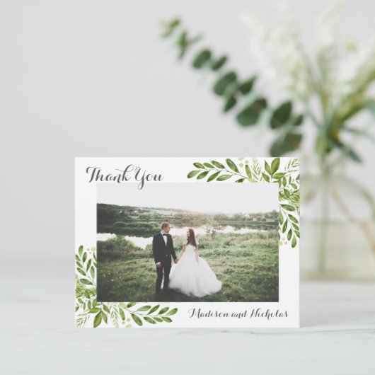 写真ありがとう緑の素朴ポストカー葉ド ポストカード (スタンド正面)