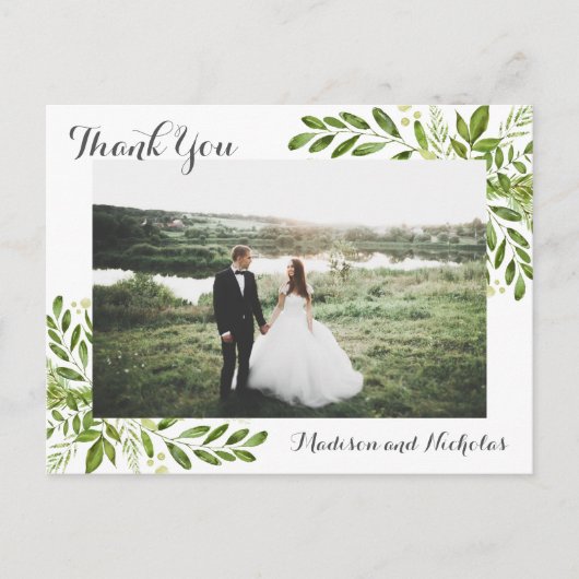 写真ありがとう緑の素朴ポストカー葉ド ポストカード (正面)