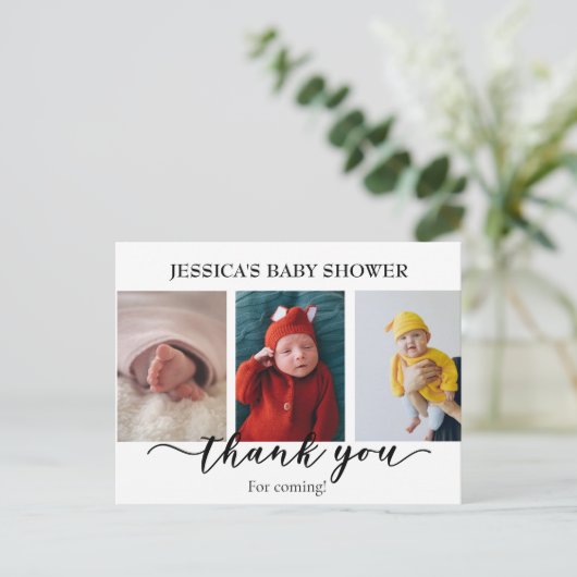 写真ありがとう赤ちゃんシャワーミニマル ポストカード (スタンド正面)