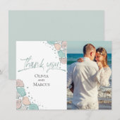 写真ありがとう | ビーチシーシェルズコーラルティール（緑がかった色） サンキューカード (正面/裏面)