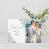 写真ありがとう | ビーチシーシェルズコーラルティール（緑がかった色） サンキューカード (スタンド正面)