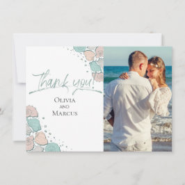 写真ありがとう | ビーチシーシェルズコーラルティール（緑がかった色） サンキューカード