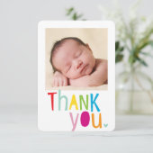 写真ありがとう モダンで新しい 赤ちゃん カラフルなタイプ サンキューカード (スタンド正面)