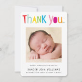 写真ありがとう　モダン　ニューベイビー　カラフル　タイプ サンキューカード (正面)