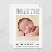 写真ありがとう モダン ニューベイビー ミニマル アウトライン サンキューカード (正面/裏面)