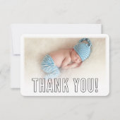 写真ありがとう モダン ボールド アウトラインオーバーレイ ブラック サンキューカード (正面)